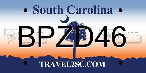 BPZD46 South Carolina License Plate