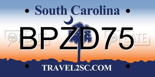 BPZD75 South Carolina License Plate