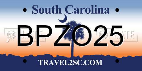 BPZO25 South Carolina License Plate