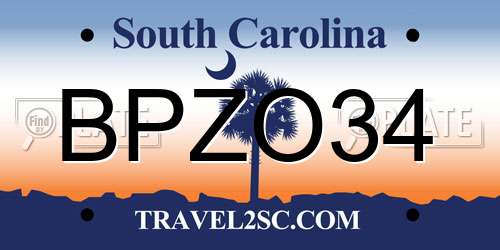 BPZO34 South Carolina License Plate