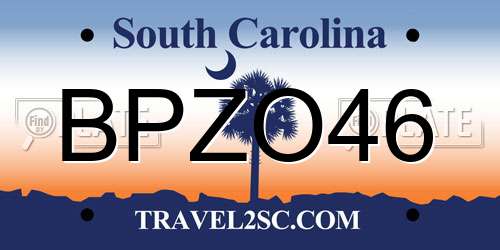 BPZO46 South Carolina License Plate