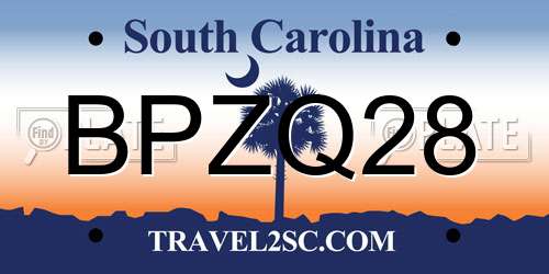 BPZQ28 South Carolina License Plate