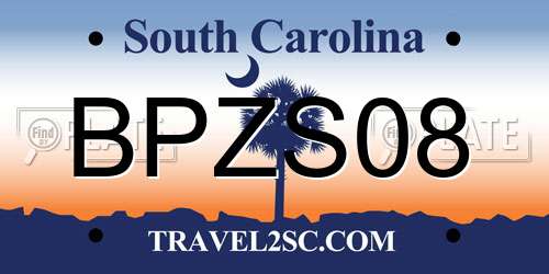 BPZS08 South Carolina License Plate