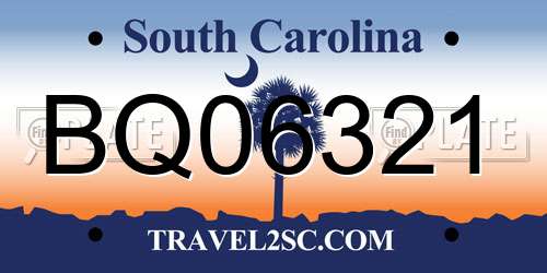 BQ06321 South Carolina License Plate