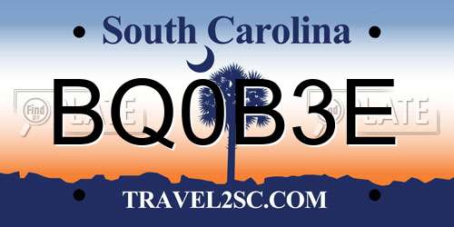 BQ0B3E South Carolina License Plate