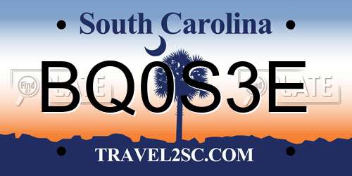 BQ0S3E South Carolina License Plate
