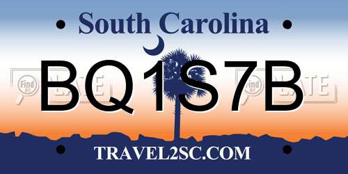 BQ1S7B South Carolina License Plate
