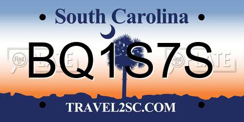 BQ1S7S South Carolina License Plate