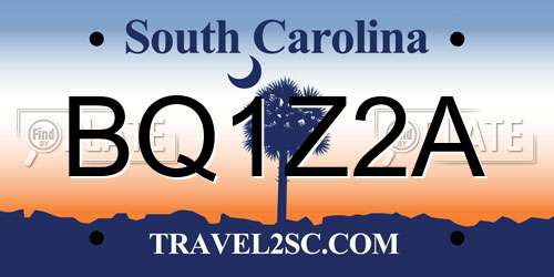BQ1Z2A South Carolina License Plate