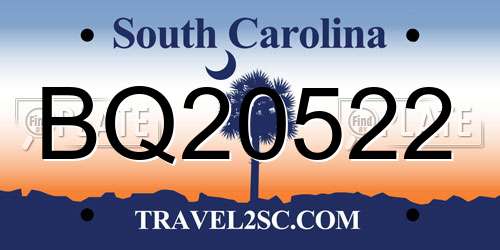 BQ20522 South Carolina License Plate