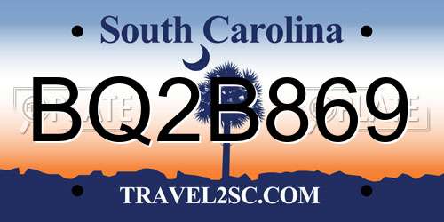 BQ2B869 South Carolina License Plate