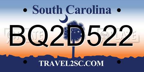 BQ2D522 South Carolina License Plate