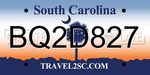 BQ2D827 South Carolina License Plate