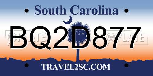 BQ2D877 South Carolina License Plate
