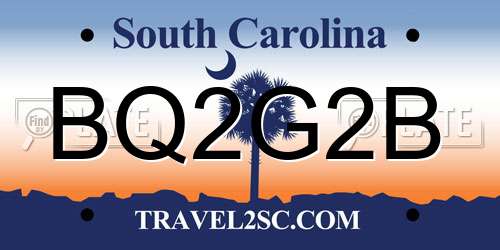 BQ2G2B South Carolina License Plate