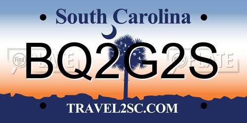 BQ2G2S South Carolina License Plate
