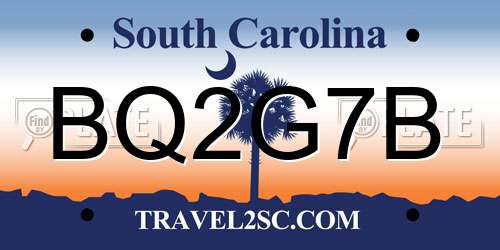 BQ2G7B South Carolina License Plate