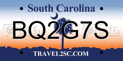 BQ2G7S South Carolina License Plate