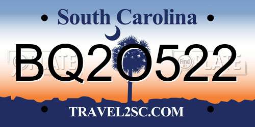 BQ2O522 South Carolina License Plate