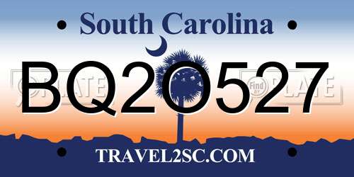 BQ2O527 South Carolina License Plate