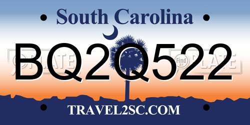 BQ2Q522 South Carolina License Plate