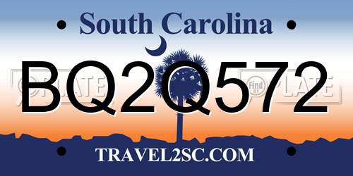 BQ2Q572 South Carolina License Plate