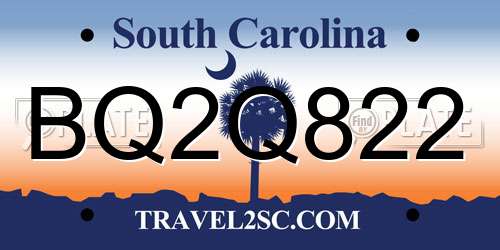BQ2Q822 South Carolina License Plate