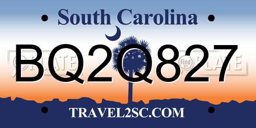 BQ2Q827 South Carolina License Plate