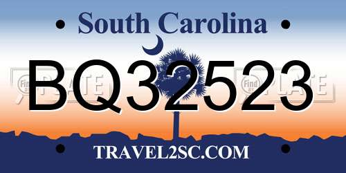 BQ32523 South Carolina License Plate