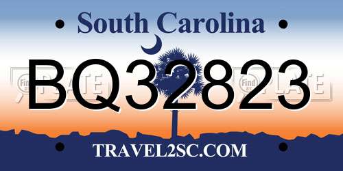 BQ32823 South Carolina License Plate