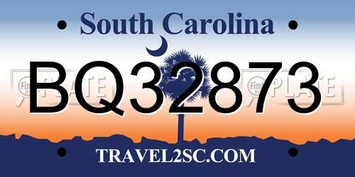 BQ32873 South Carolina License Plate
