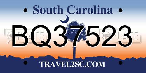 BQ37523 South Carolina License Plate