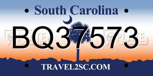 BQ37573 South Carolina License Plate