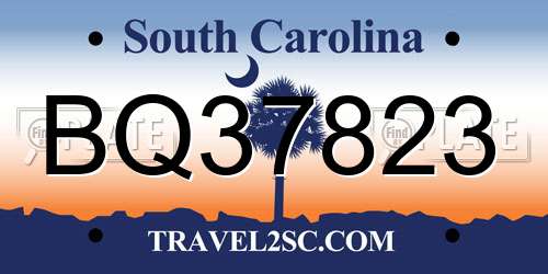 BQ37823 South Carolina License Plate