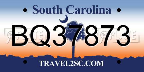 BQ37873 South Carolina License Plate