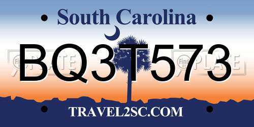 BQ3T573 South Carolina License Plate