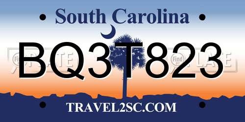 BQ3T823 South Carolina License Plate