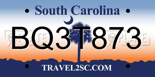 BQ3T873 South Carolina License Plate