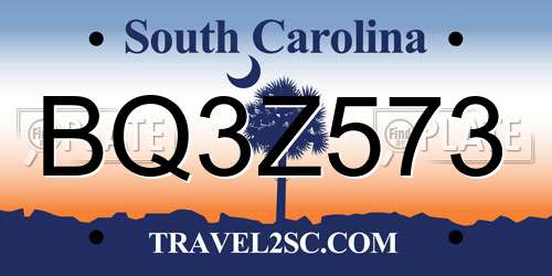 BQ3Z573 South Carolina License Plate