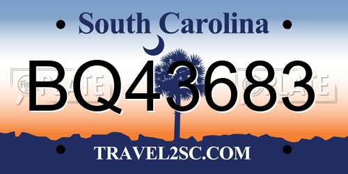 BQ43683 South Carolina License Plate