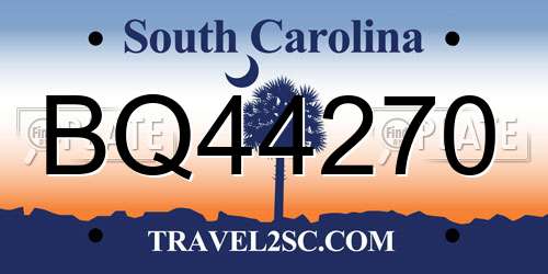 BQ44270 South Carolina License Plate