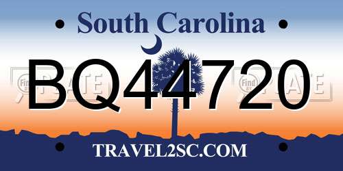 BQ44720 South Carolina License Plate