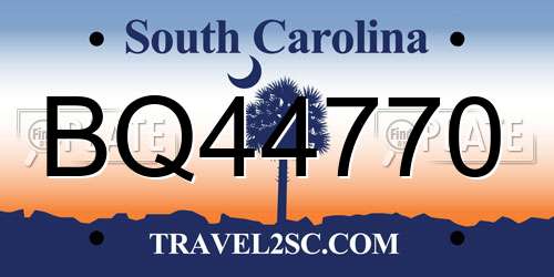 BQ44770 South Carolina License Plate