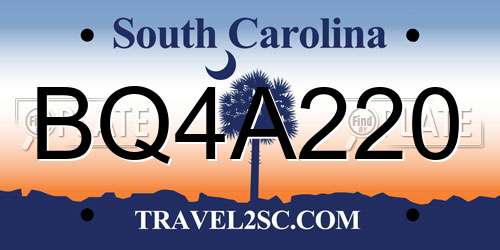 BQ4A220 South Carolina License Plate
