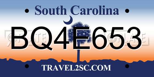 BQ4E653 South Carolina License Plate