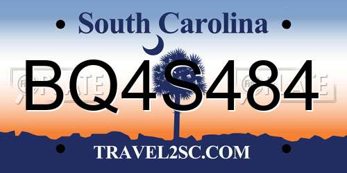 BQ4S484 South Carolina License Plate