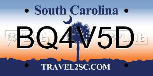 BQ4V5D South Carolina License Plate