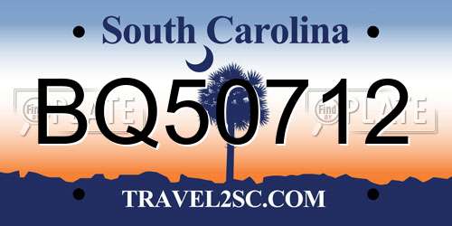 BQ50712 South Carolina License Plate