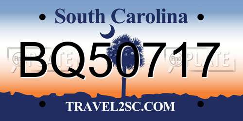 BQ50717 South Carolina License Plate