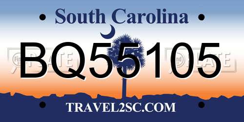 BQ55105 South Carolina License Plate